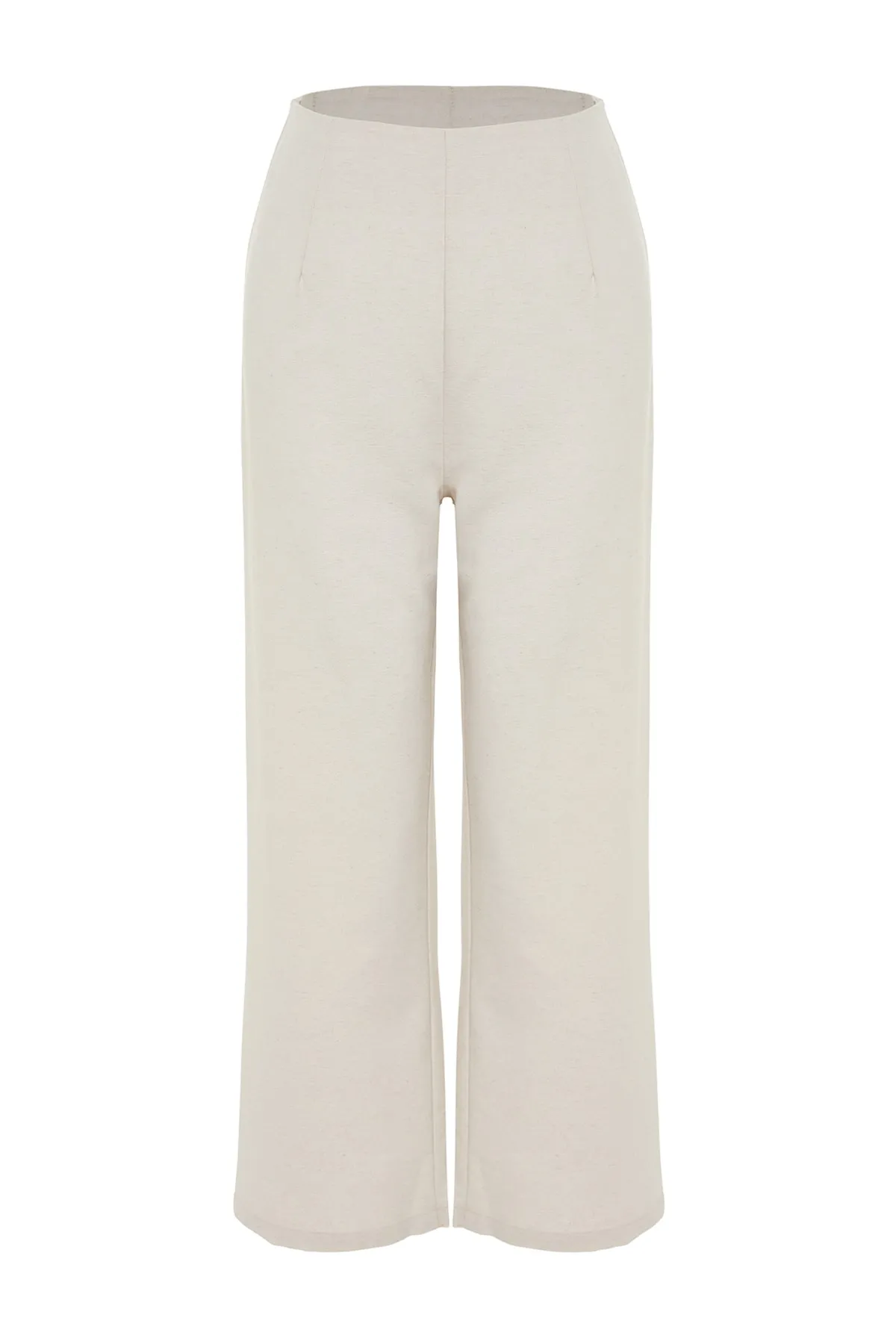 Trendyol Modest  Ecrufarbene, gewebte Hose aus Baumwollmischung mit weitem Bein TCTSS23TP00038
