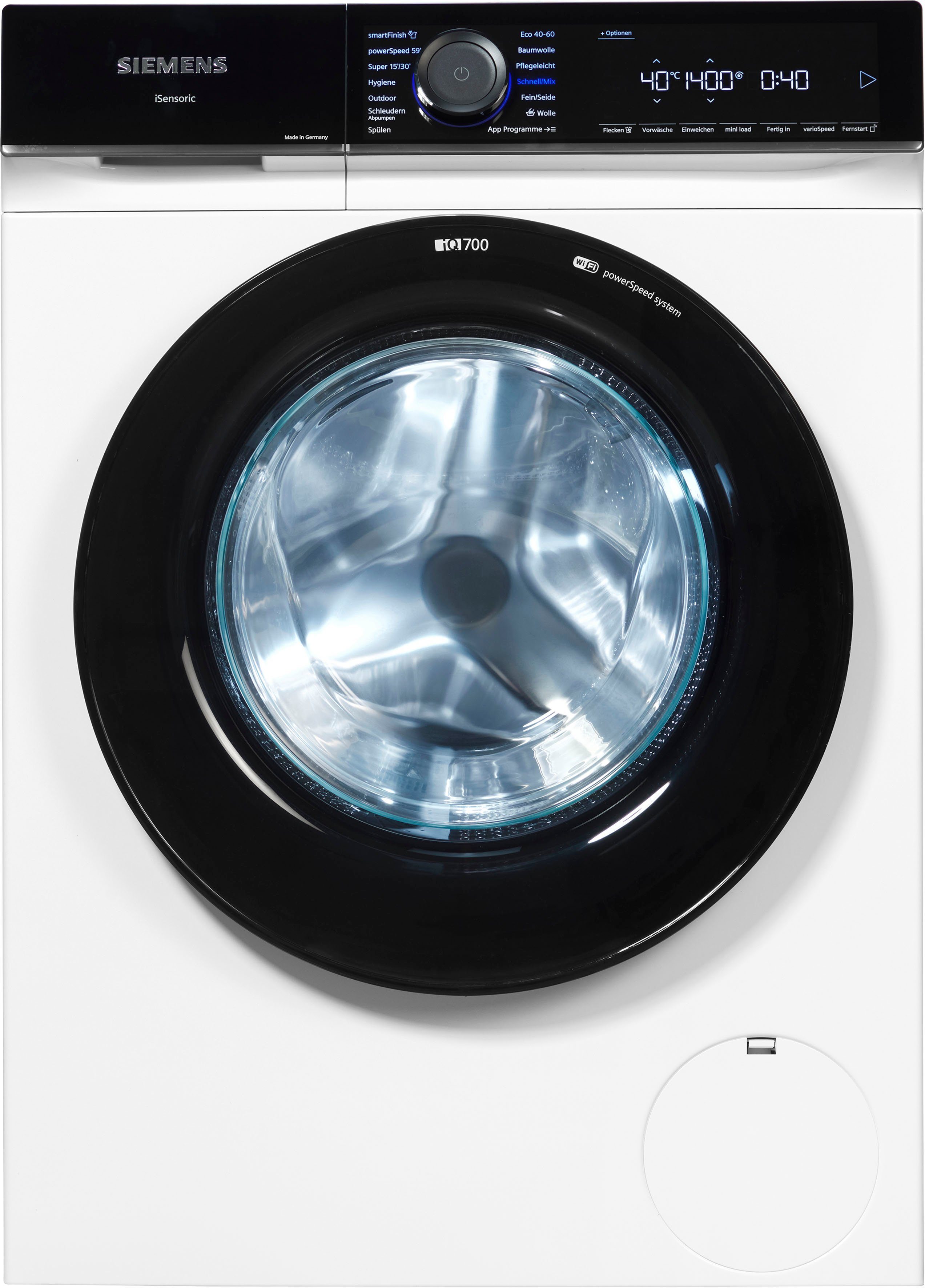 SIEMENS Waschmaschine iQ700 WG44B20Z0, 9 kg, 1400 U/min, smartFinish – glättet dank Dampf sämtliche Knitterfalten