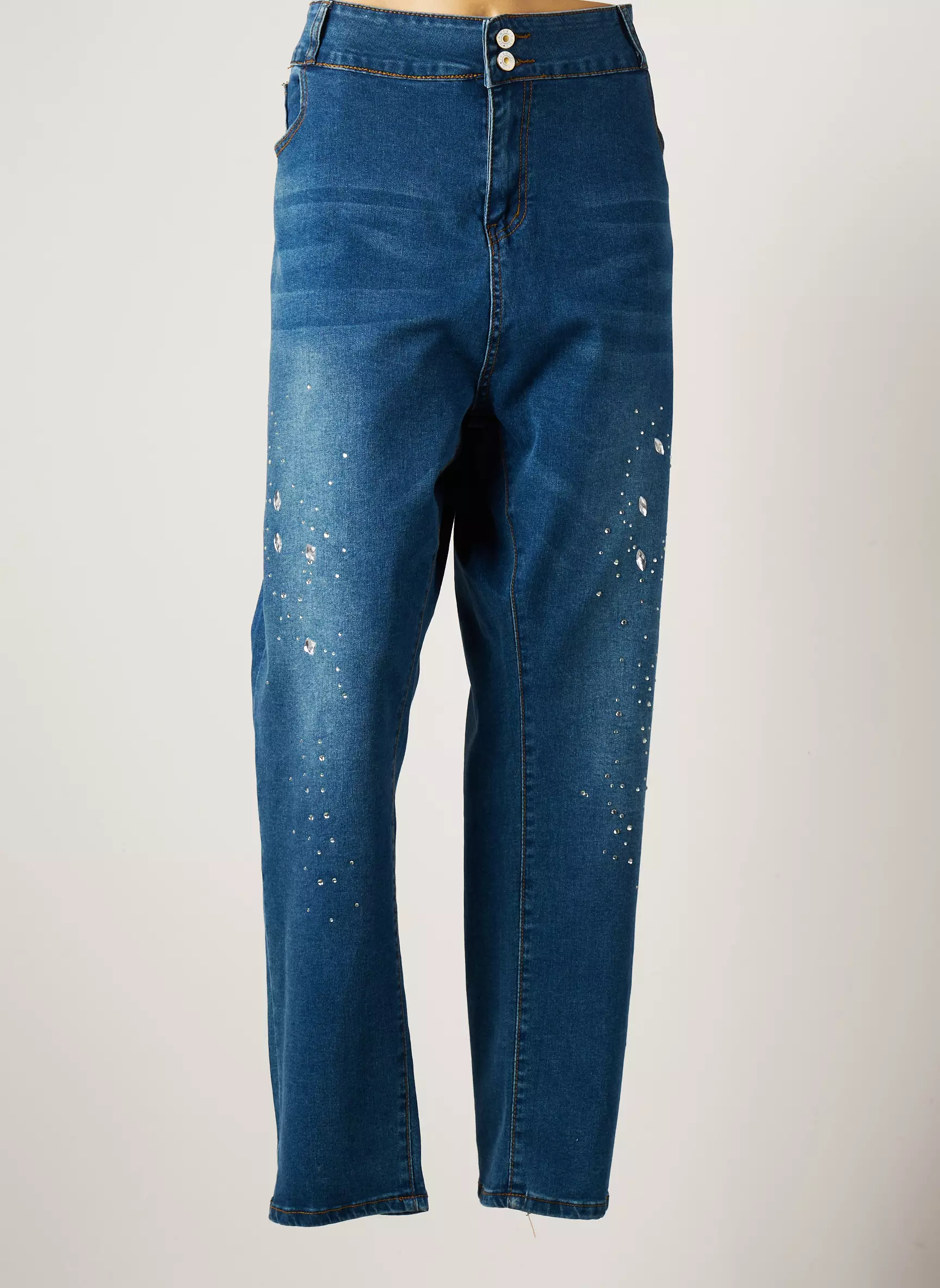 Pomme Rouge Jeans Coupe Droite Femme couleur bleu