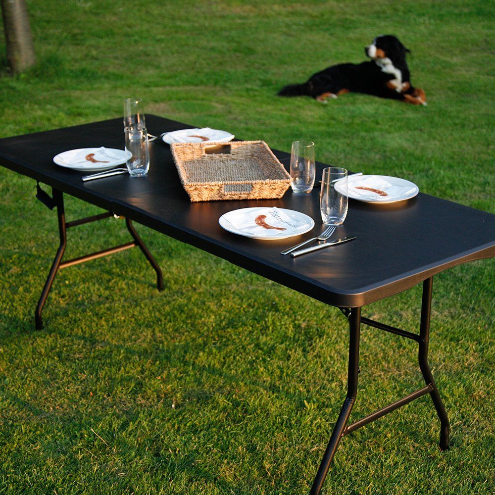 CHEFGASTRO® Klapptisch Klappbarer mobiler Buffettisch für Terrasse Balkon Garten Weiß/Schwarz