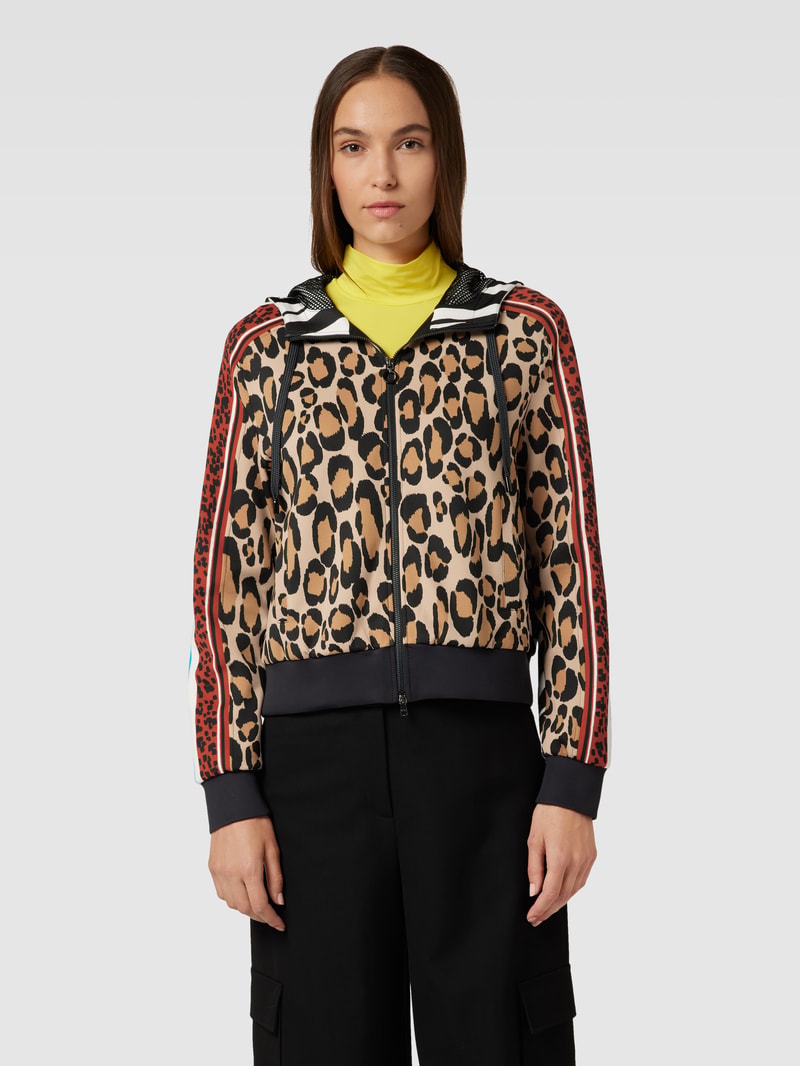 Sweatjacke mit Allover-Print in camel