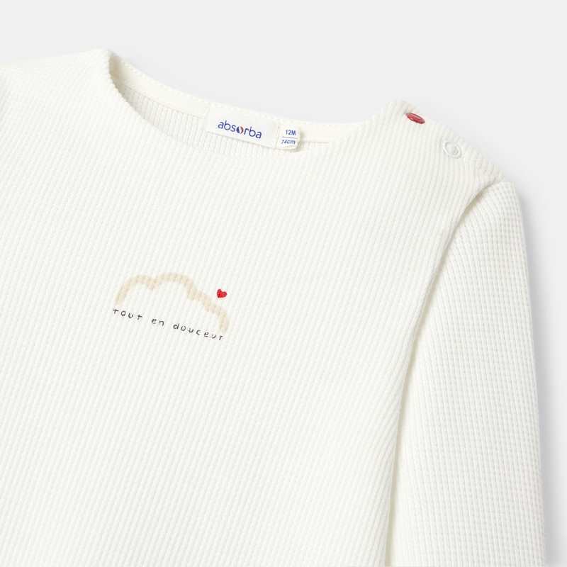 T-shirt en coton nid d'abeille blanc mixte Absorba