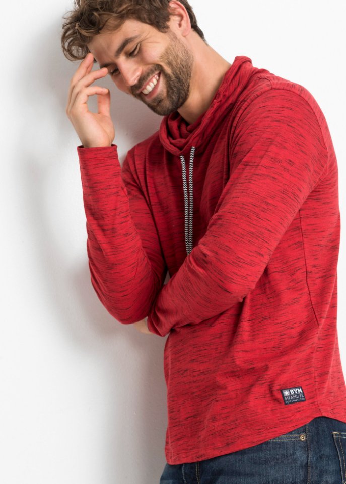 Langarmshirt m. Schalkragen
