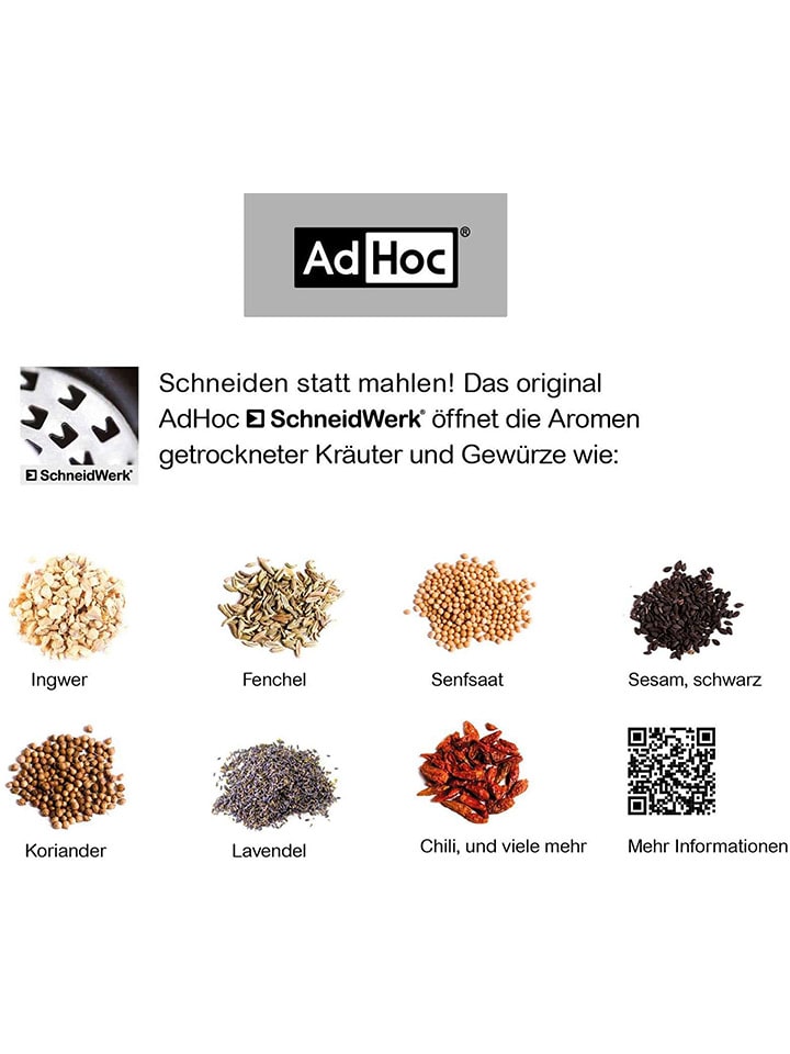 AdHoc Pfeffermühle ''Bud'' in Schwarz/ Silber - (H)15,5 x Ø 6,4 cm günstig kaufen onesize