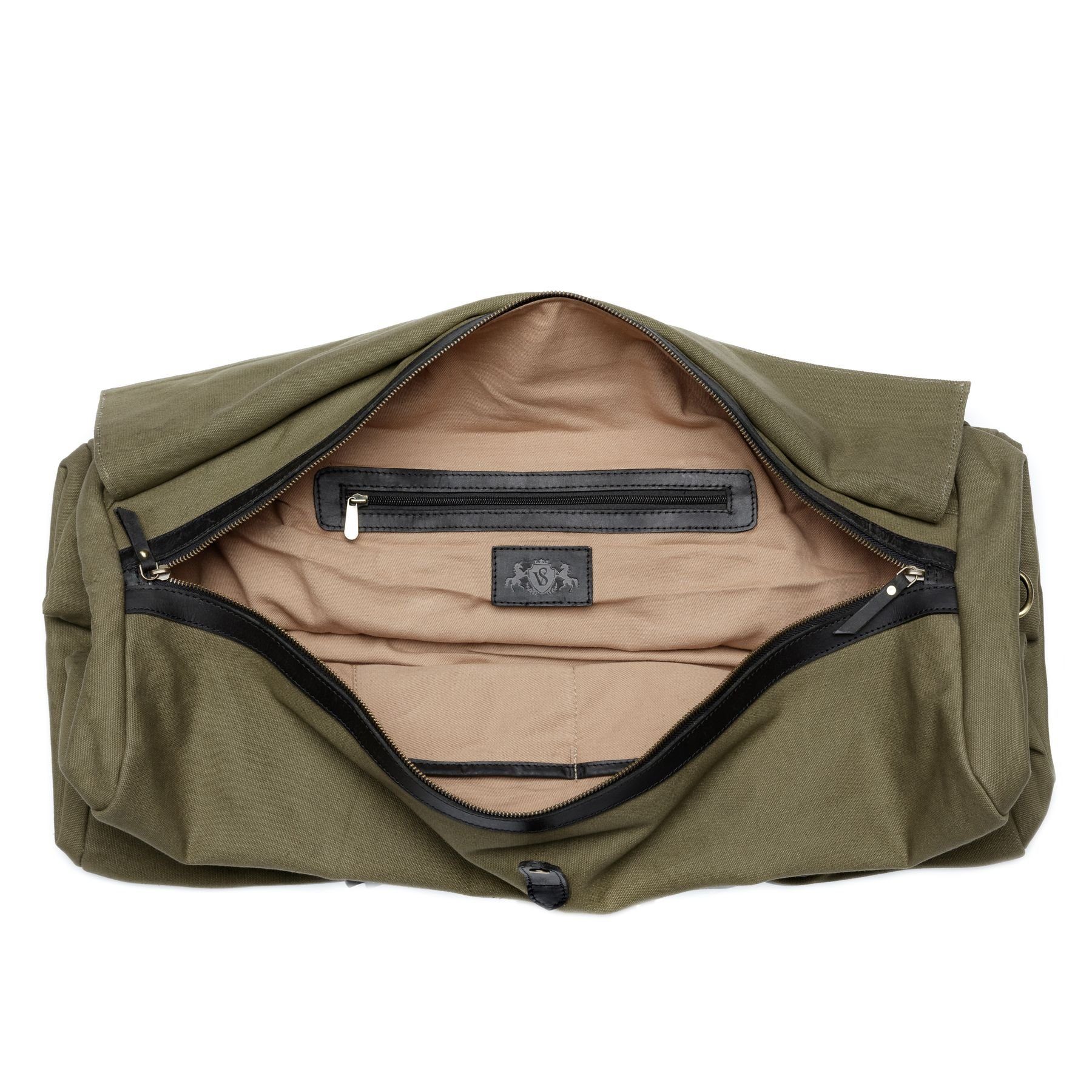 SID & VAIN Reisetasche Leder Weekender Unisex CHASE, Echtleder Reisegepäck für Damen & Herren, Sporttasche XL olive-grün