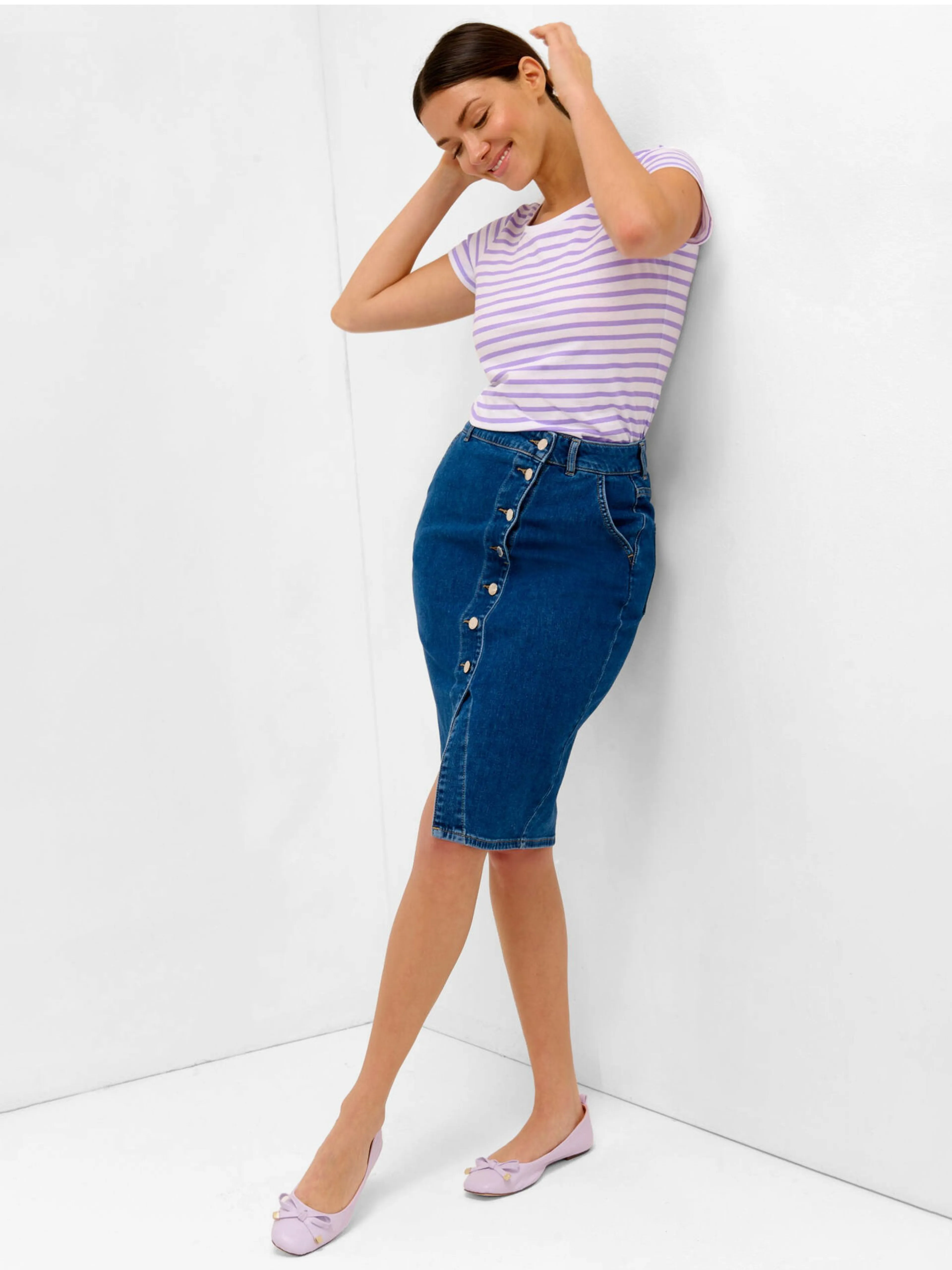 Lila-weiß gestreiftes T-Shirt ORSAY