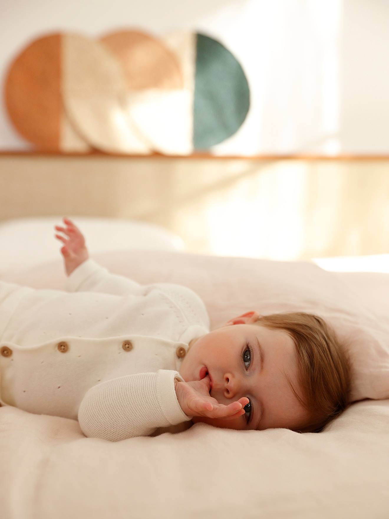 Vertbaudet Baby Strick-Set: Strickjacke, Shorts & Strumpfhose Oeko-Tex - wollweiß