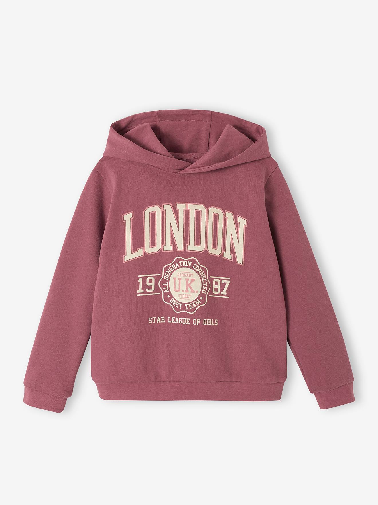 Ensemble sweat à capuche et jogging en molleton fille prune