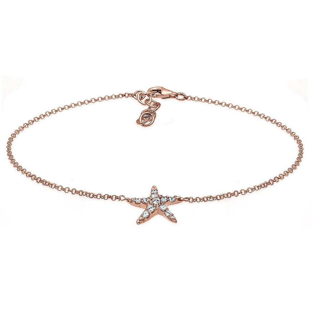 Elli Elli Bracelet de Cheville Seestern Kristalle 925 Sterling Silber Bijoux