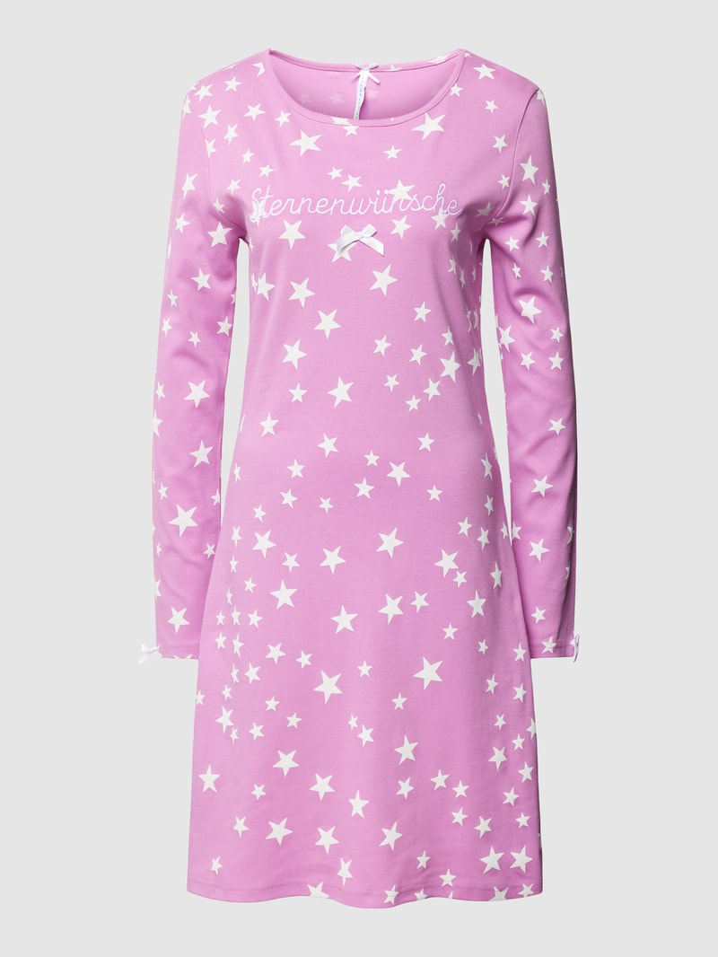 Nachthemd mit Allover-Muster Modell 'Sternenwünsche' in rosa