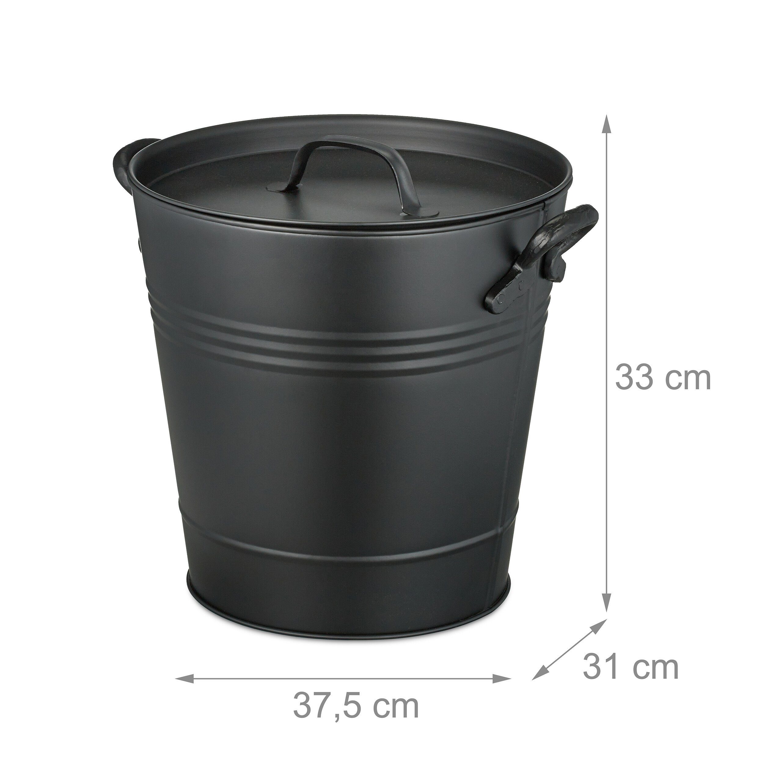 relaxdays Mülleimer Ascheeimer mit Deckel 19 Liter