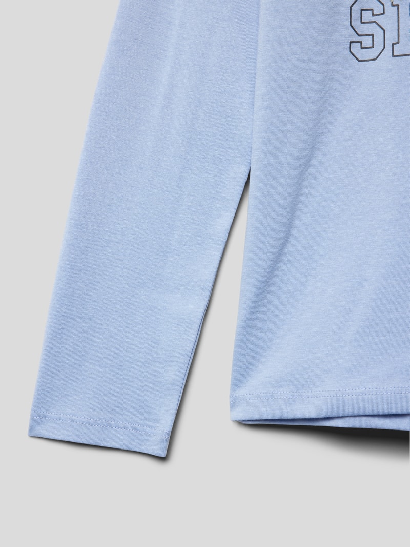 Longsleeve mit Motiv- und Statement-Print in bleu