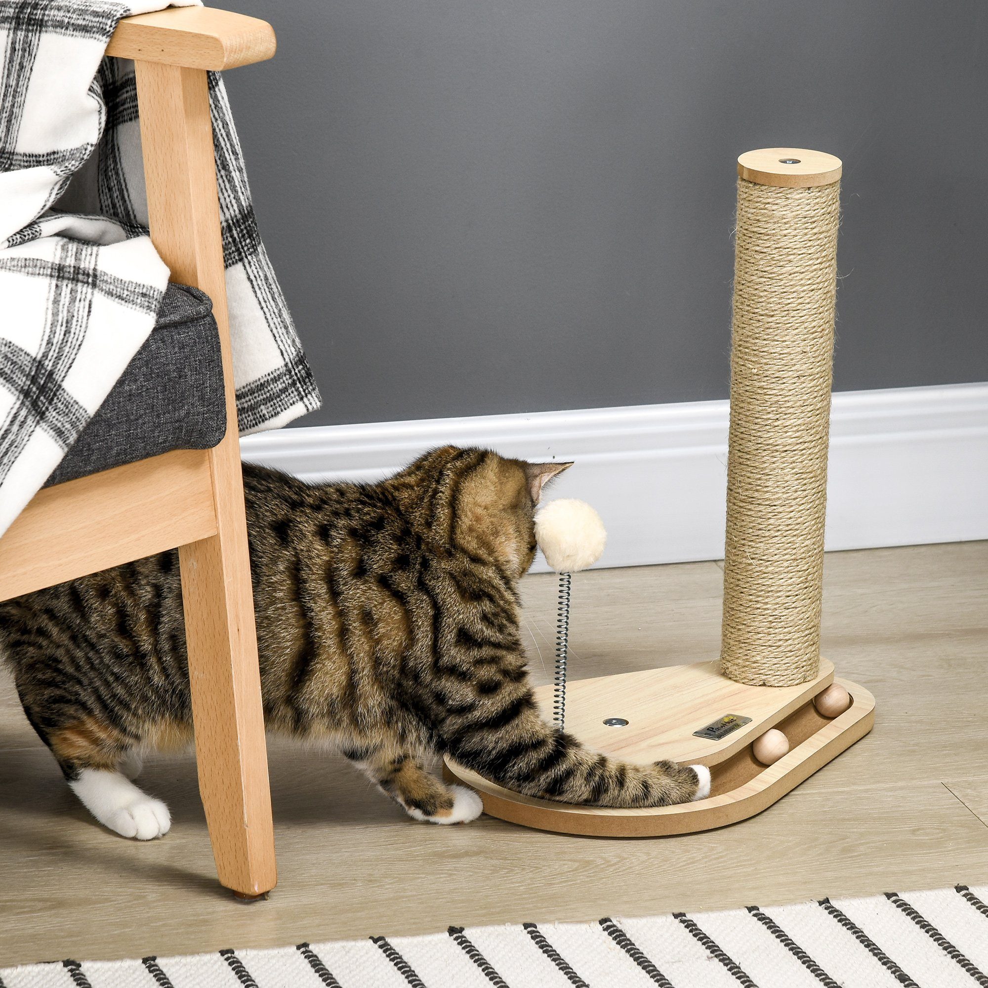 PawHut Kratzbaum für Kitten inkl. Spielzeug, Kugelbahn, Kugel mit Feder, BxTxH: 35x23x40 cm