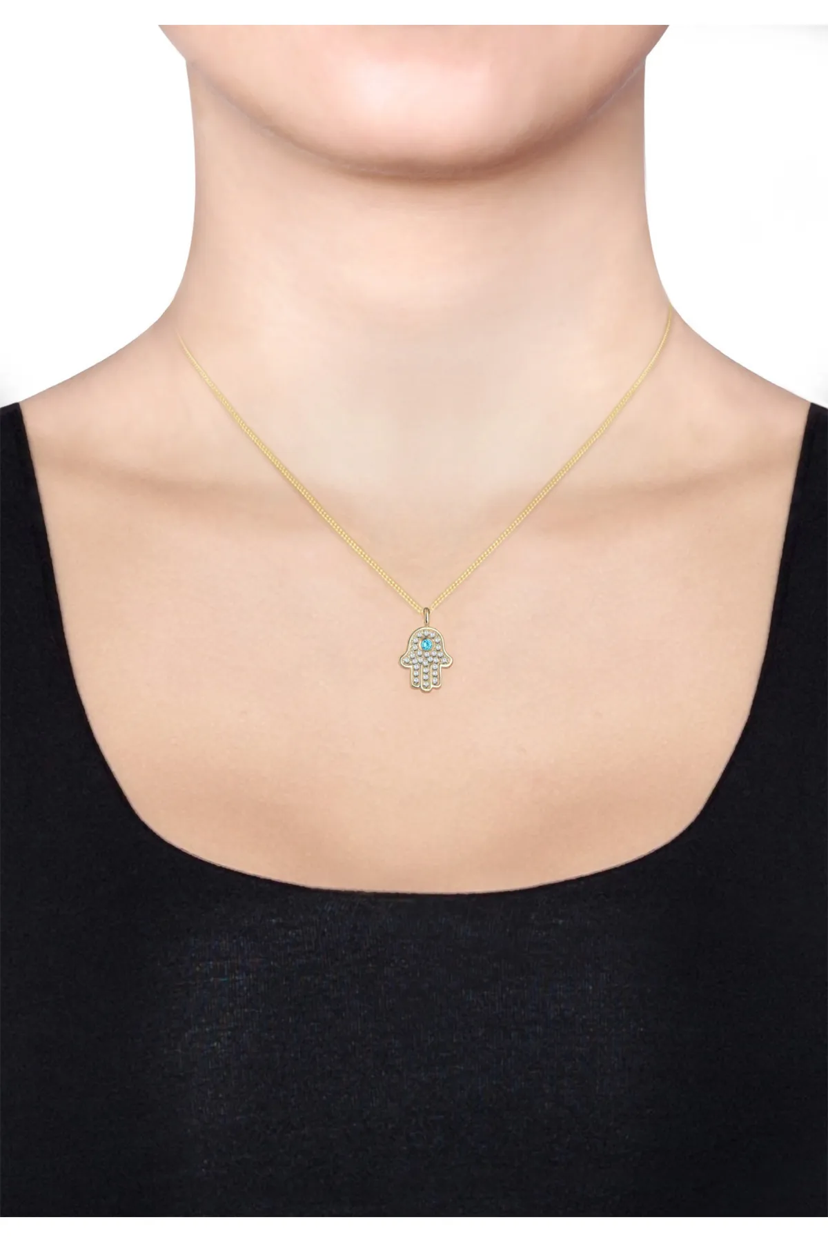 ELLI  Halskette Hamsa Hand Zirkonia 925 Sterling Silber