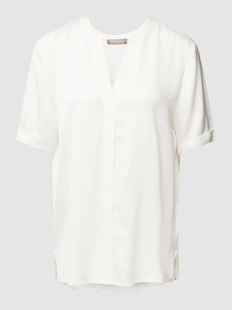 Blusenshirt aus Viskose mit V-Ausschnitt in offwhite