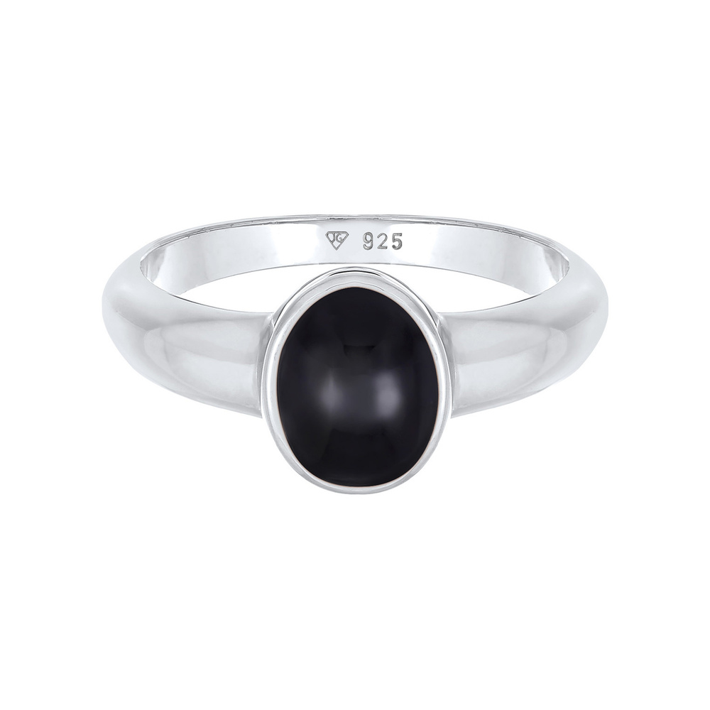 KUZZOI KUZZOI Bague Hommes ovale de base avec onyx en argent sterling 925 Bague