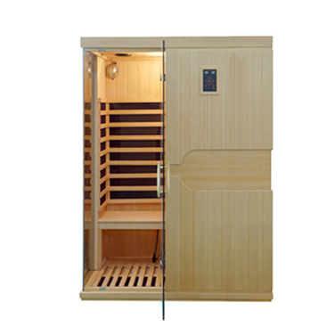 PureHaven Infrarotkabine 150x110x195 cm aus kanadischem Hemlock-Holz Bluetooth-Soundsystem Timer Lichttherapie in 4 Farben digitale Steuerung