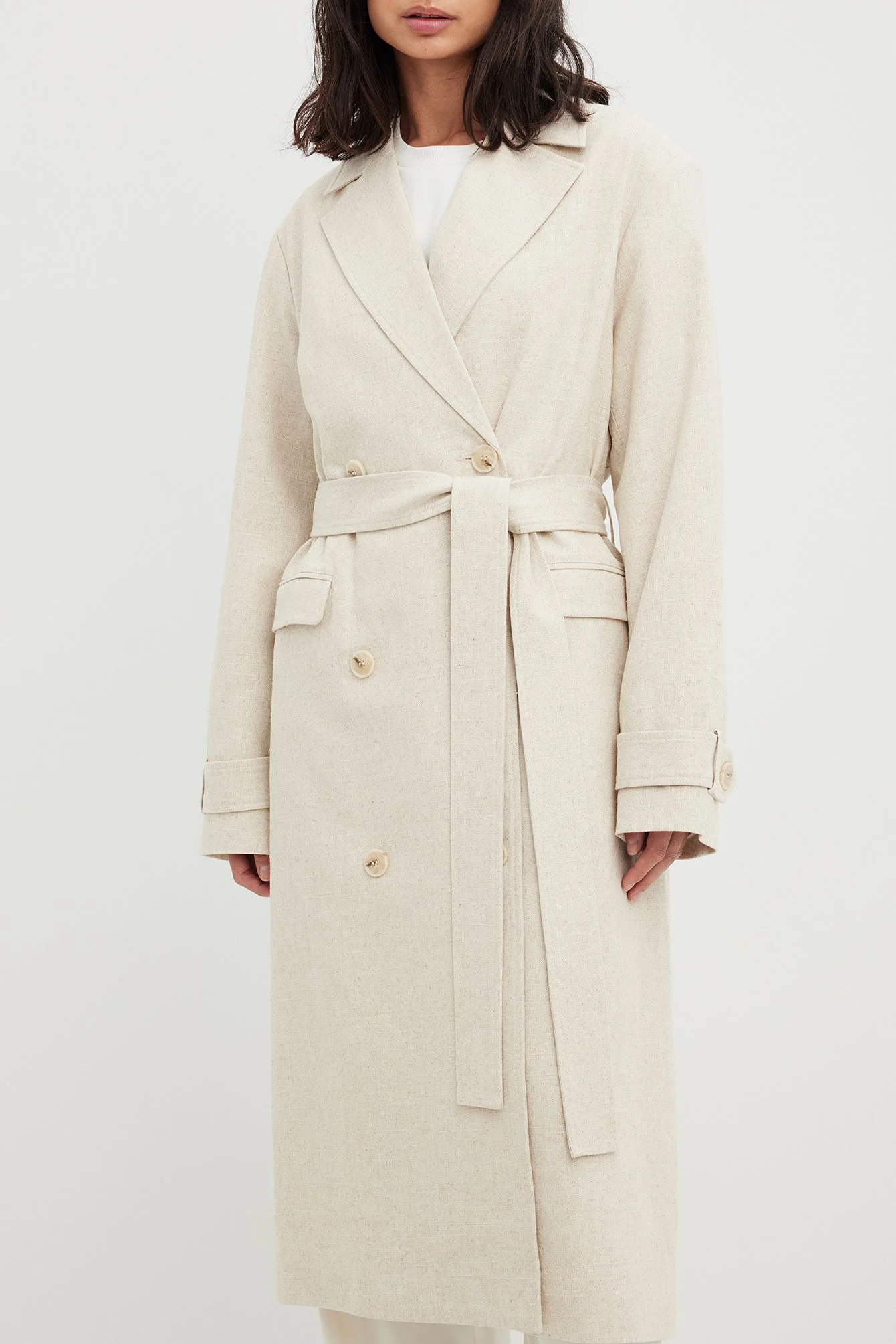 Trenchcoat aus Leinenmischung