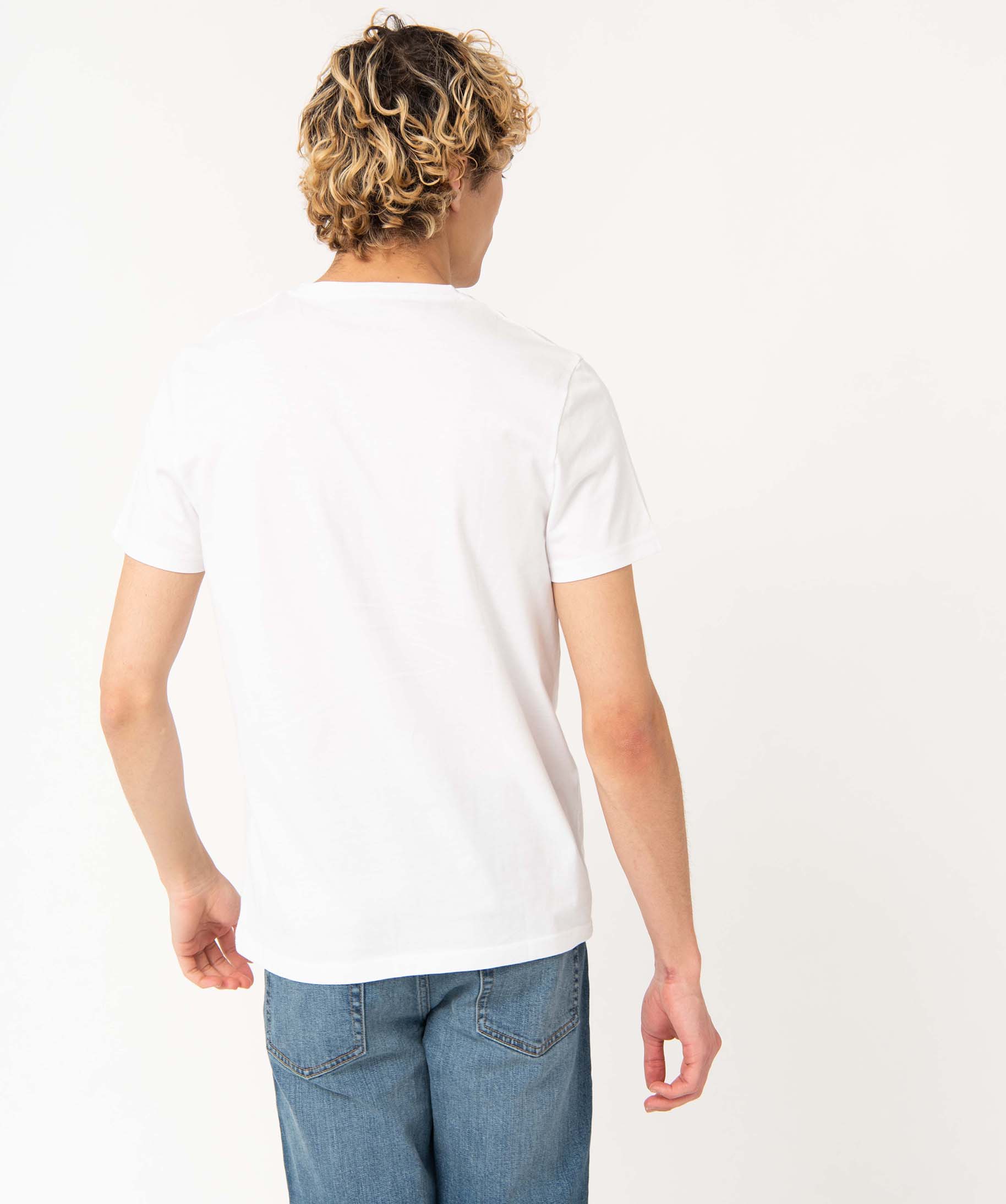 Tee-shirt homme à manches courtes et col V blanc | GEMO