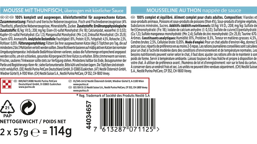PURINA GOURMET Revelations Mousse mit Thunfisch 114 g