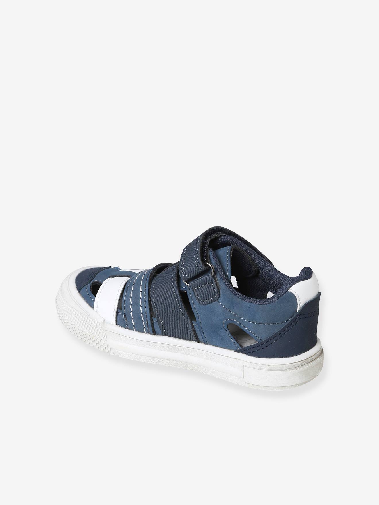 Vertbaudet Jungen Klett-Sandalen, Anziehtrick - blau