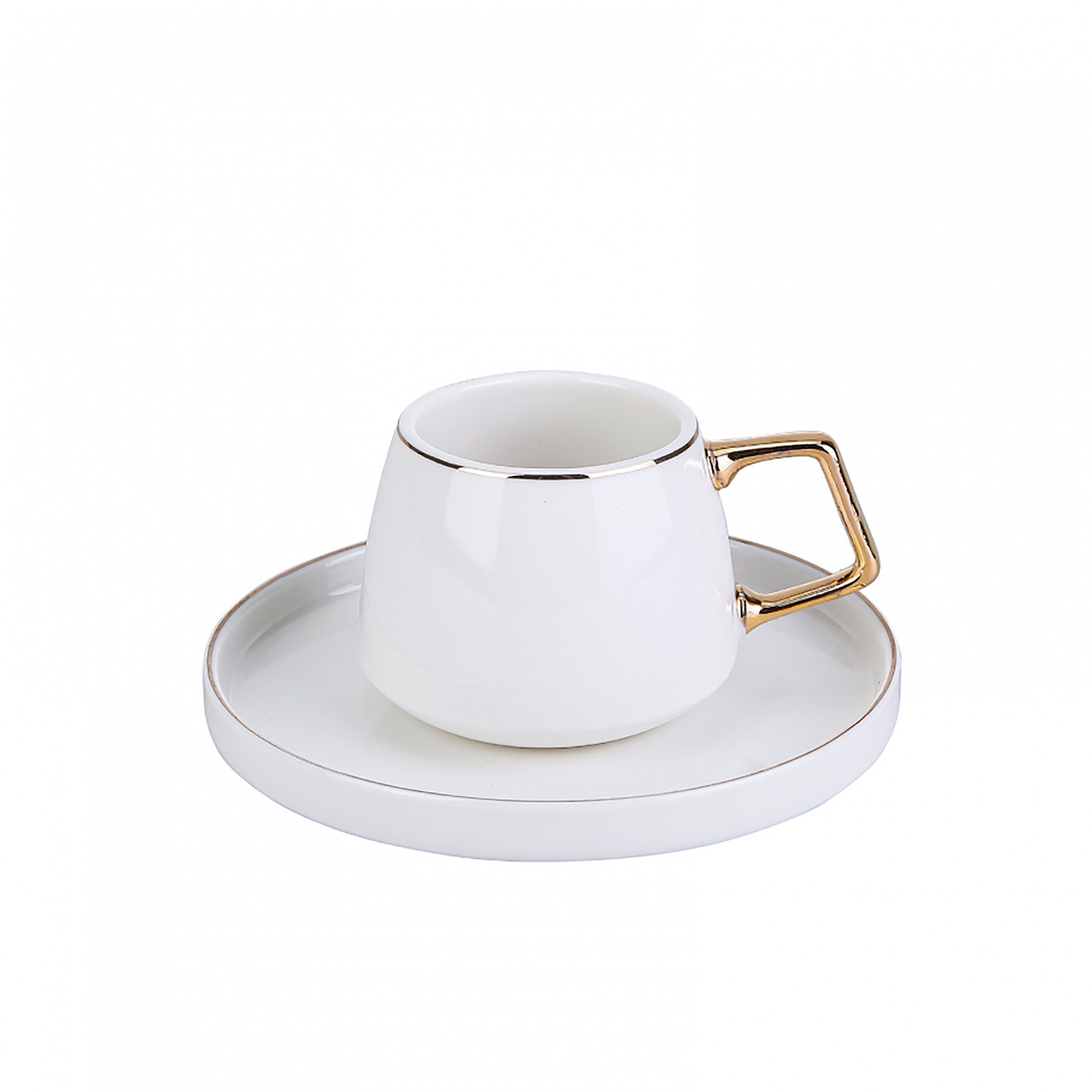 Karaca Kaffeeservice Saturn Türkische Kaffeetassen-Set für 6 Personen, 12 Stück, Weißgold