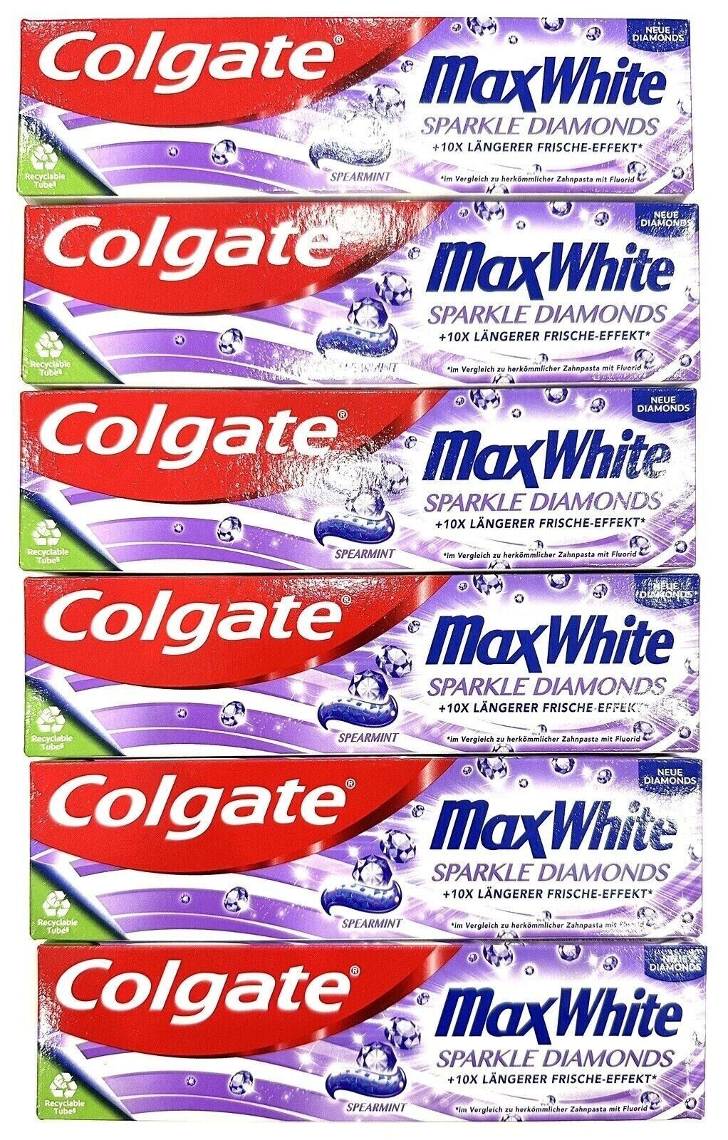 Colgate Zahnpasta 6 Stck.Colgate Max White Sparkle Diamonds, 6x75ml, (6-St)