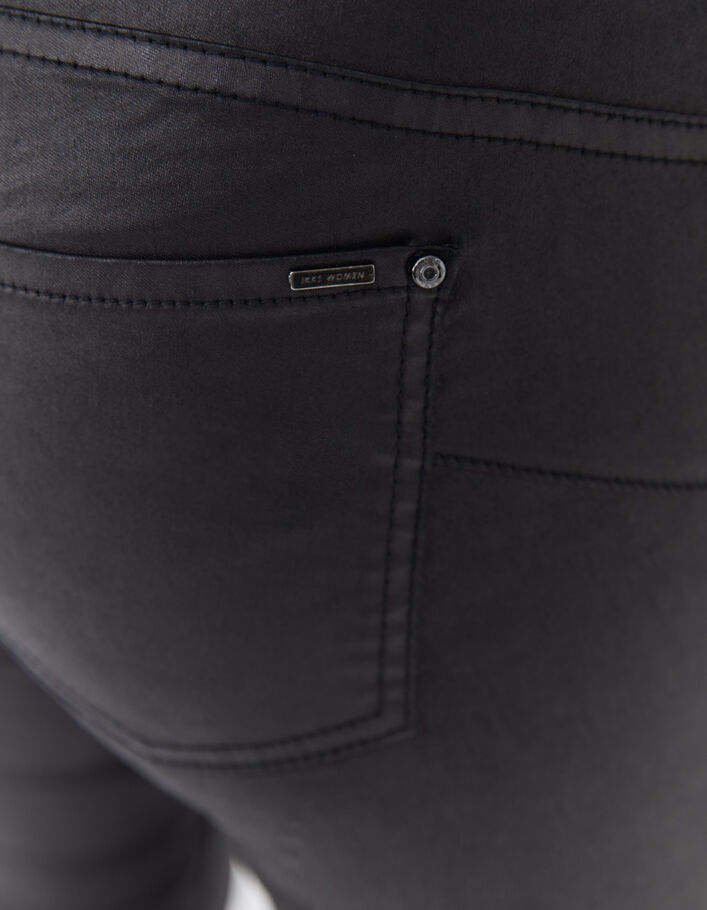 Jean slim noir enduit sculpt up mid waist zip poches femme
