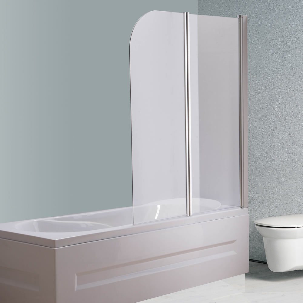 Mucola Badewannenaufsatz 133CM Glas Duschabtrennung Duschwand Badewannenaufsatz Faltwand