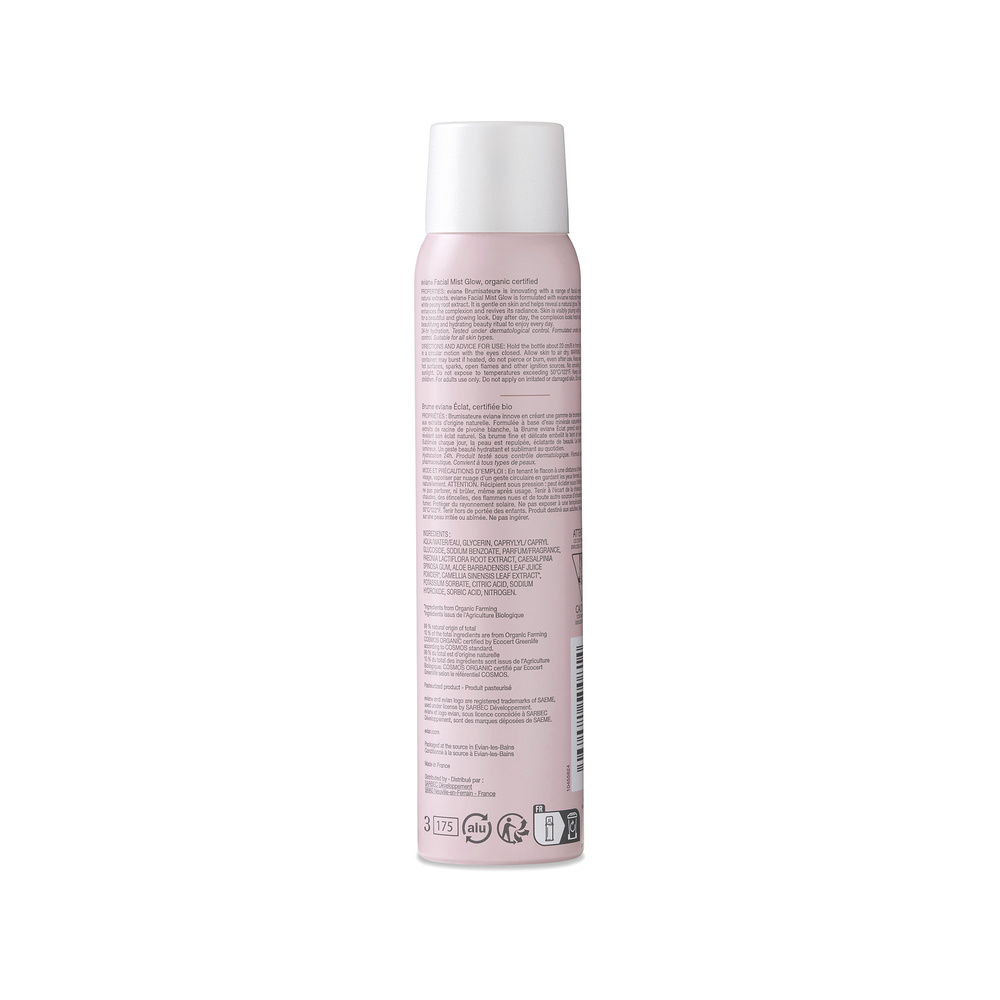 evian evian® Facial Mist GLOW Brume de soin visage Eclat certifiée bio