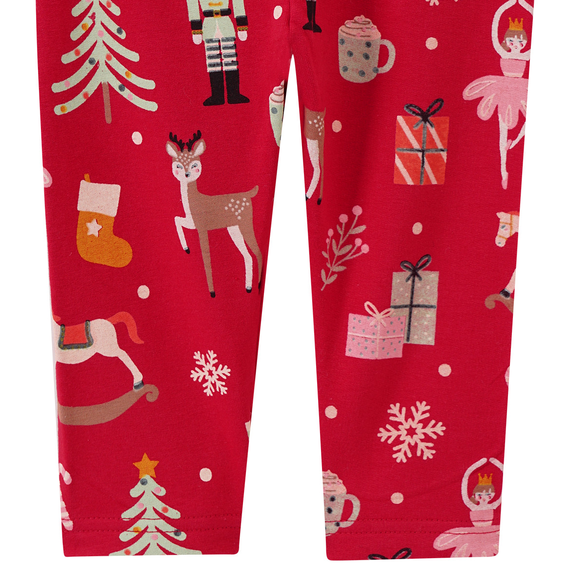 Baby Weihnachtsleggings mit bunten Motiven rot