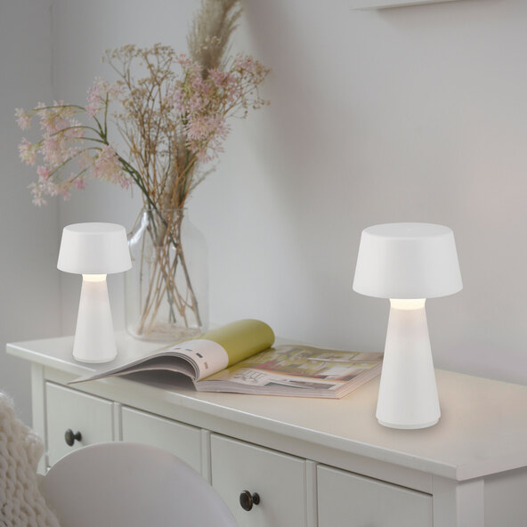 LED-Akku-Tischleuchte Lepa, 2er Set, weiß