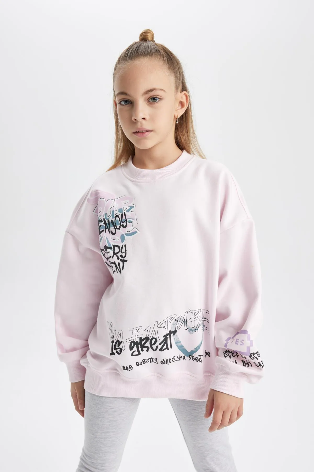 DeFacto  Dickes Sweatshirt mit Rundhalsausschnitt für Mädchen in Oversize-Passform
