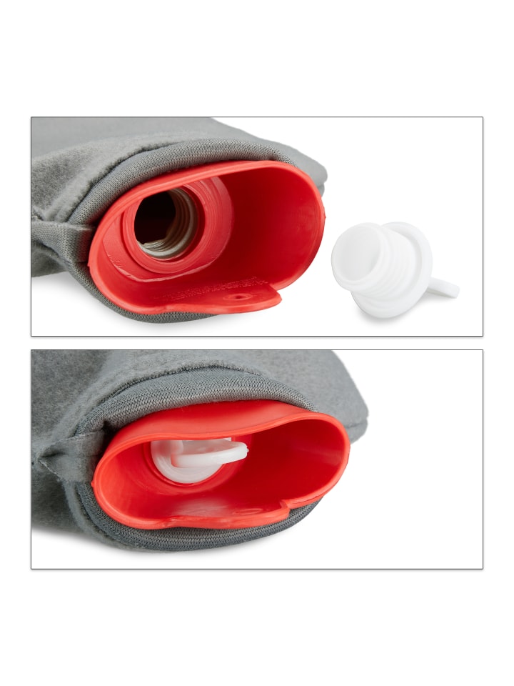 relaxdays 10x Wärmflasche in Grau/Rot günstig kaufen onesize