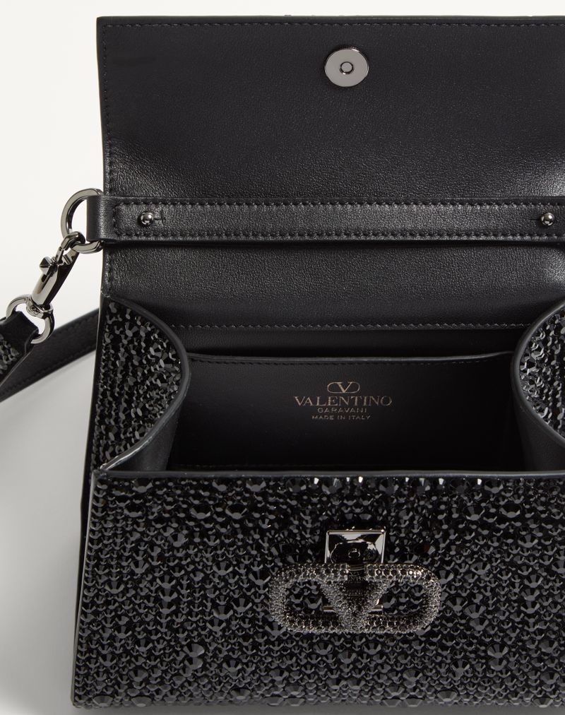Mini bolsa tiracolo com bordado brilhante