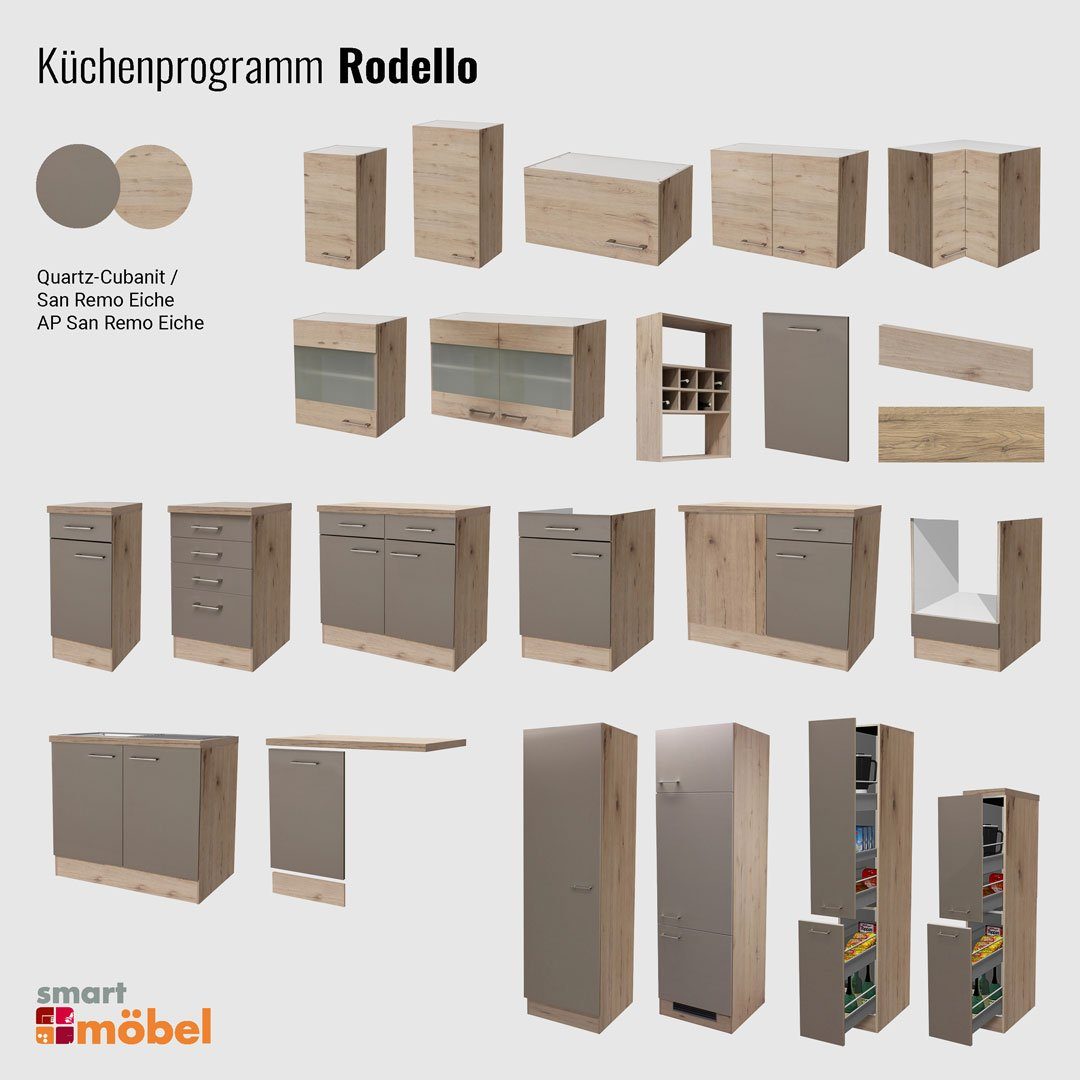 Flex-Well Arbeitsplatte - 150 x 60 x 3,8 cm - San Remo Eiche – Rodello/Lino