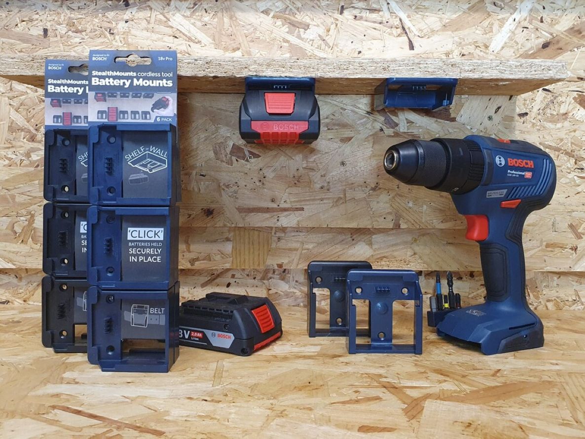 Držáky baterií StealthMounts BM-BO18-BLU-6 modré pro Bosch 18V (sada 6 ks)