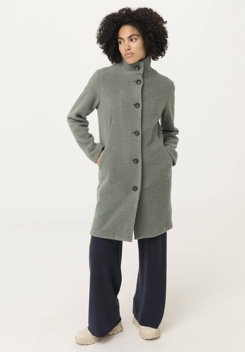 Wollfleece Mantel aus reiner Bio-Merinowolle