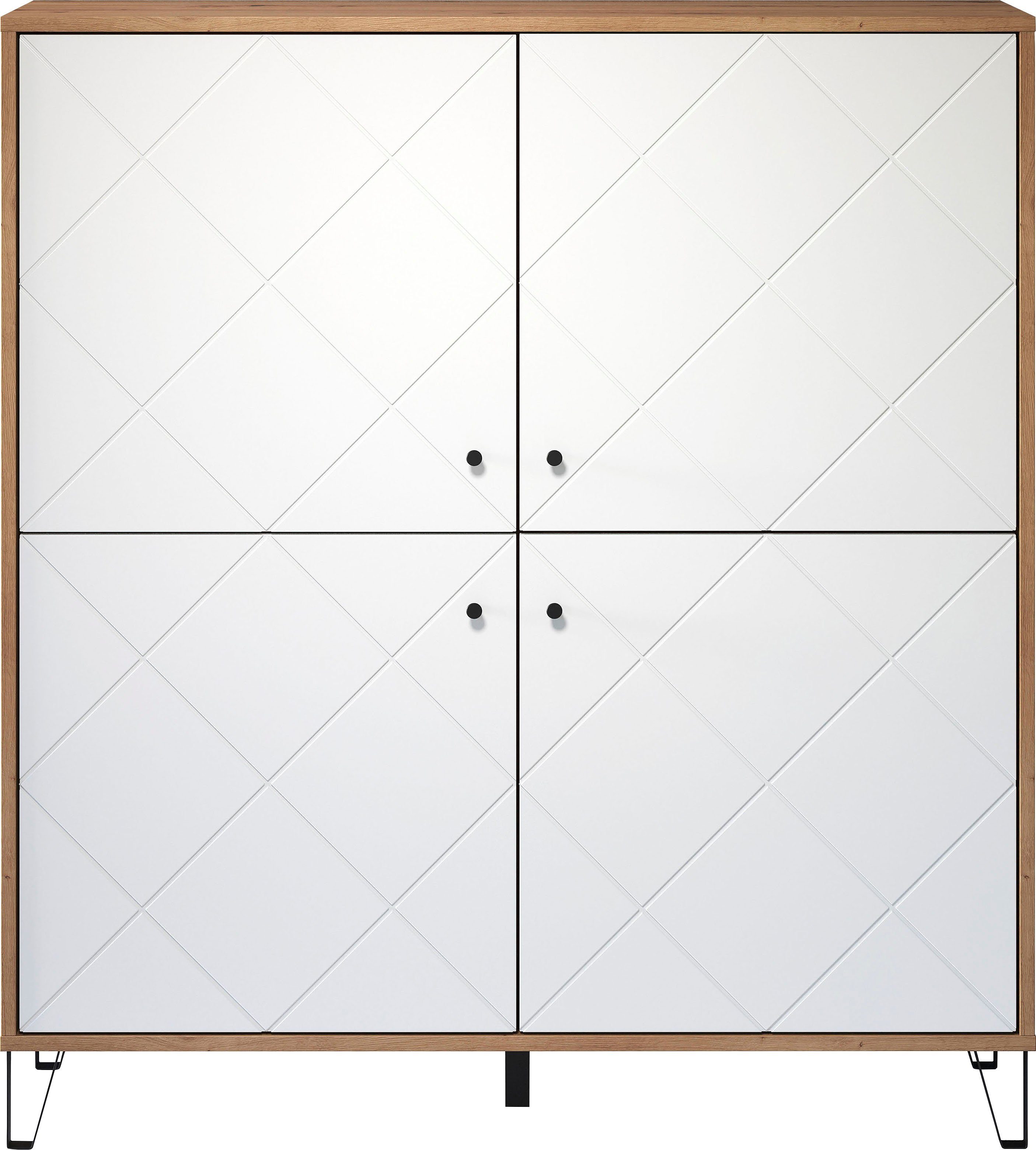 Places of Style Highboard Tarragona, Fräsungen in Rautenoptik