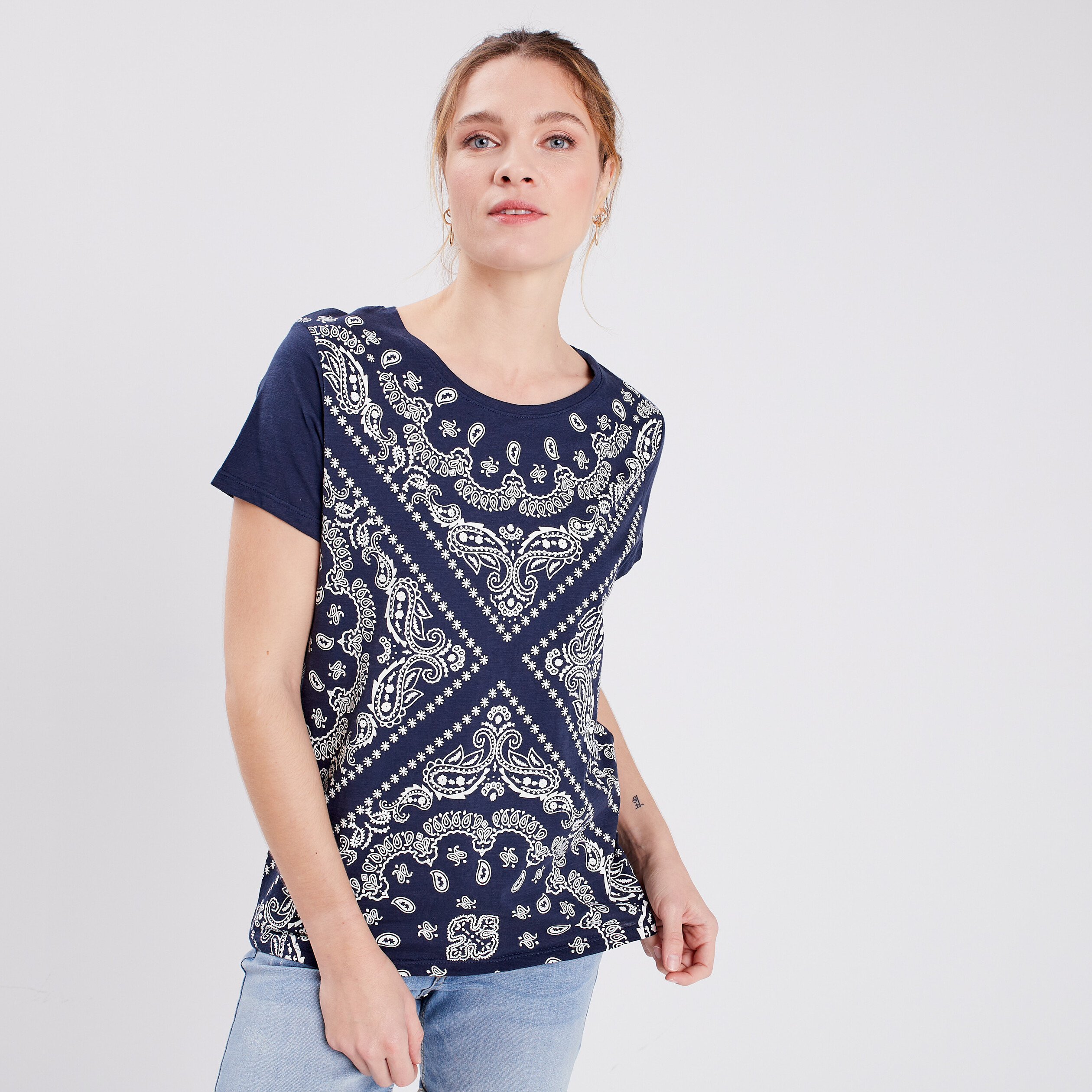 T-shirt manches courtes Creeks bleu marine femme | La Halle