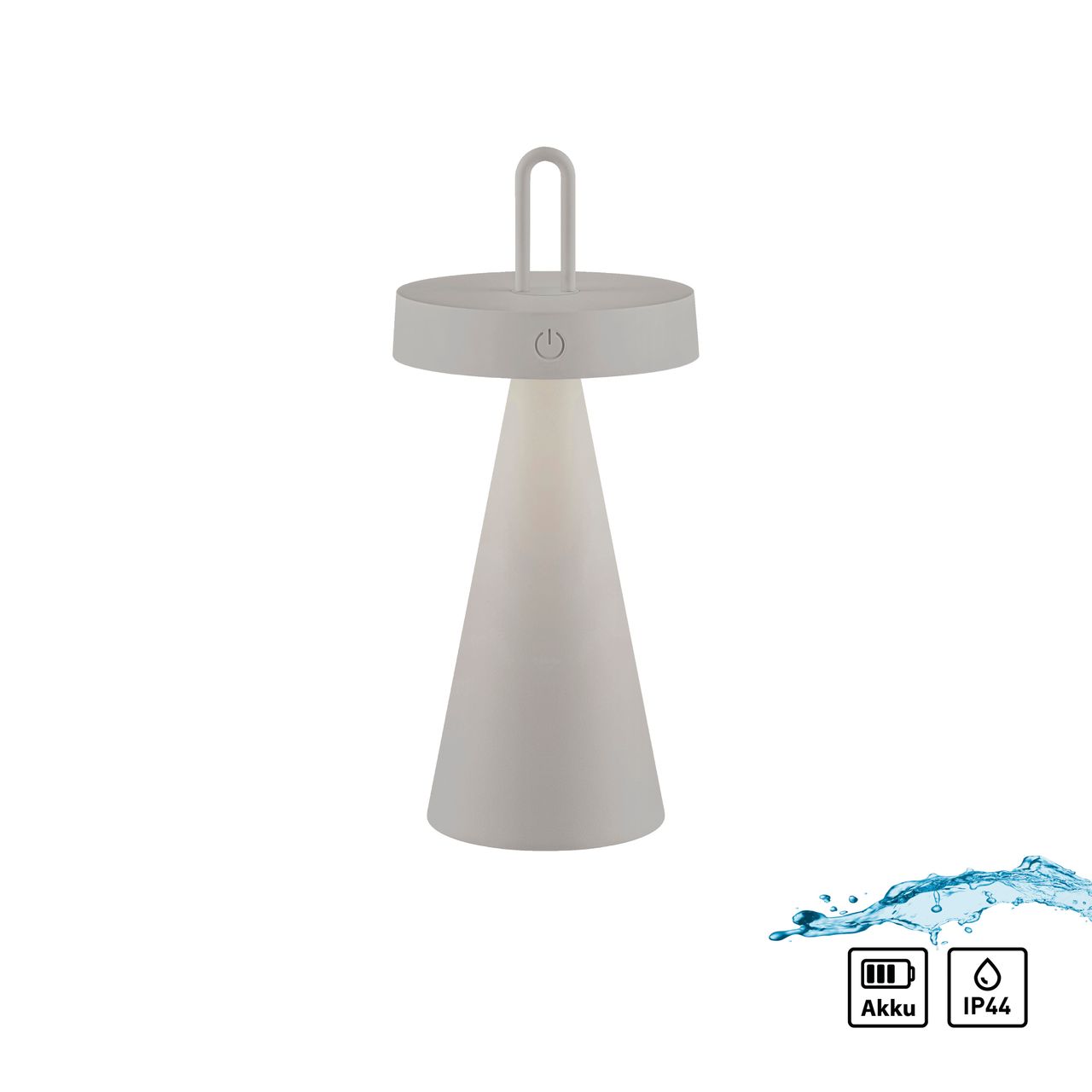 JUST LIGHT Akku Tischleuchte ALWA, 1x LED-Board/1,50Watt/2700Kelvin, IP44, Greige