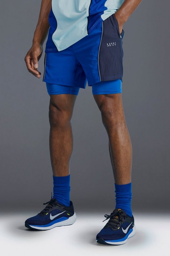 Man Active 2-in-1 Shorts mit Mesh-Einsatz