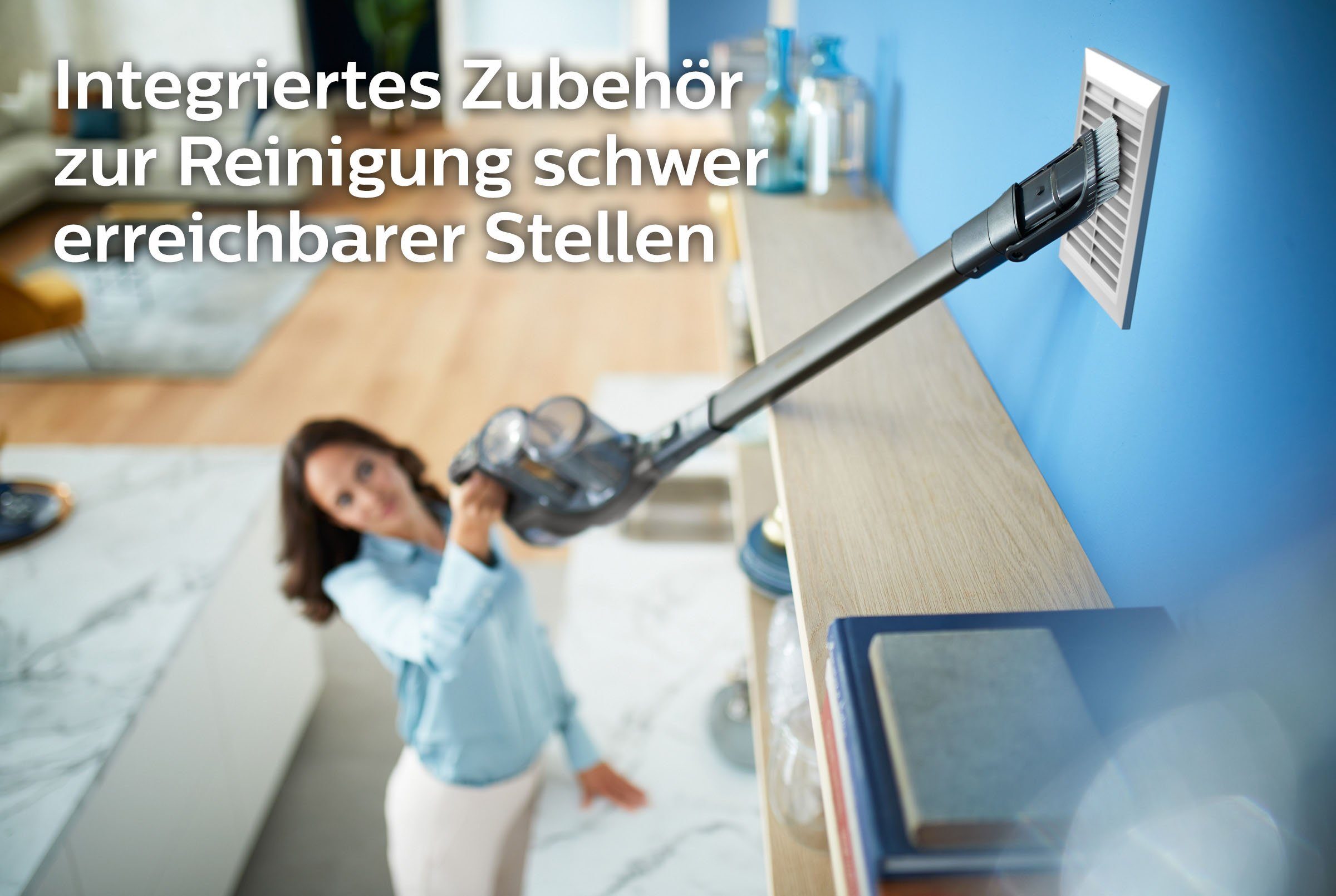 Philips Nass-Trocken-Akkusauger XC8347/01 SpeedPro Max Aqua Plus, beutellos, mit 80 Minuten Laufzeit, Wischfunktion und 360°-Saugdüse