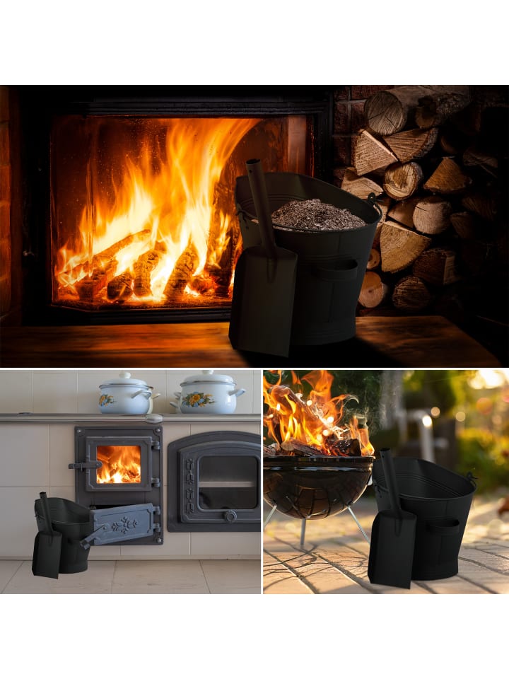 relaxdays 2tlg. Ascheeimer Set in Schwarz - 11 L günstig kaufen onesize