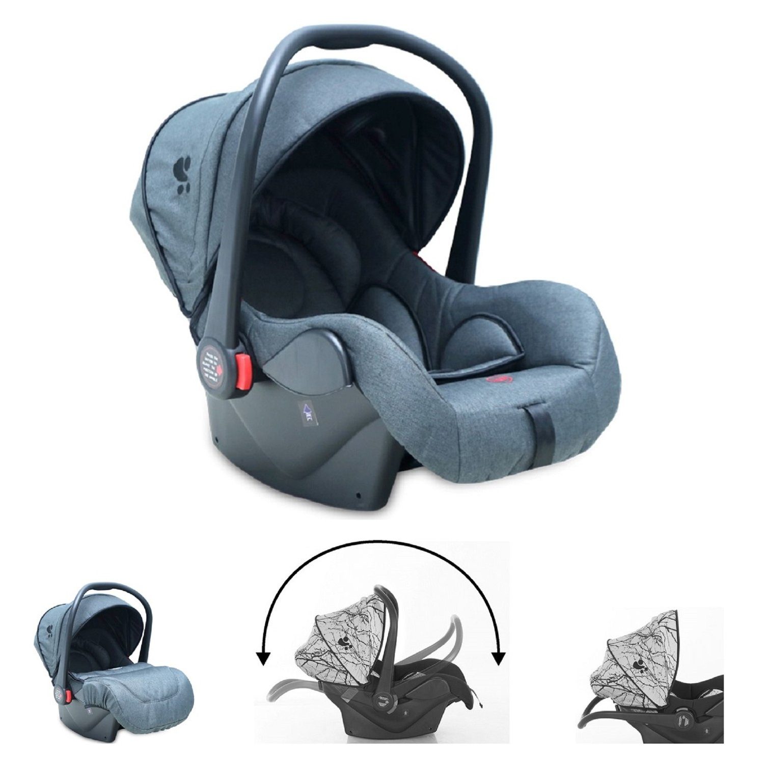 Lorelli Babyschale Babyschale Pluto Gruppe 0+, bis: 13 kg, (0 - 13 kg), Sonnendach faltbar, Fußabdeckung