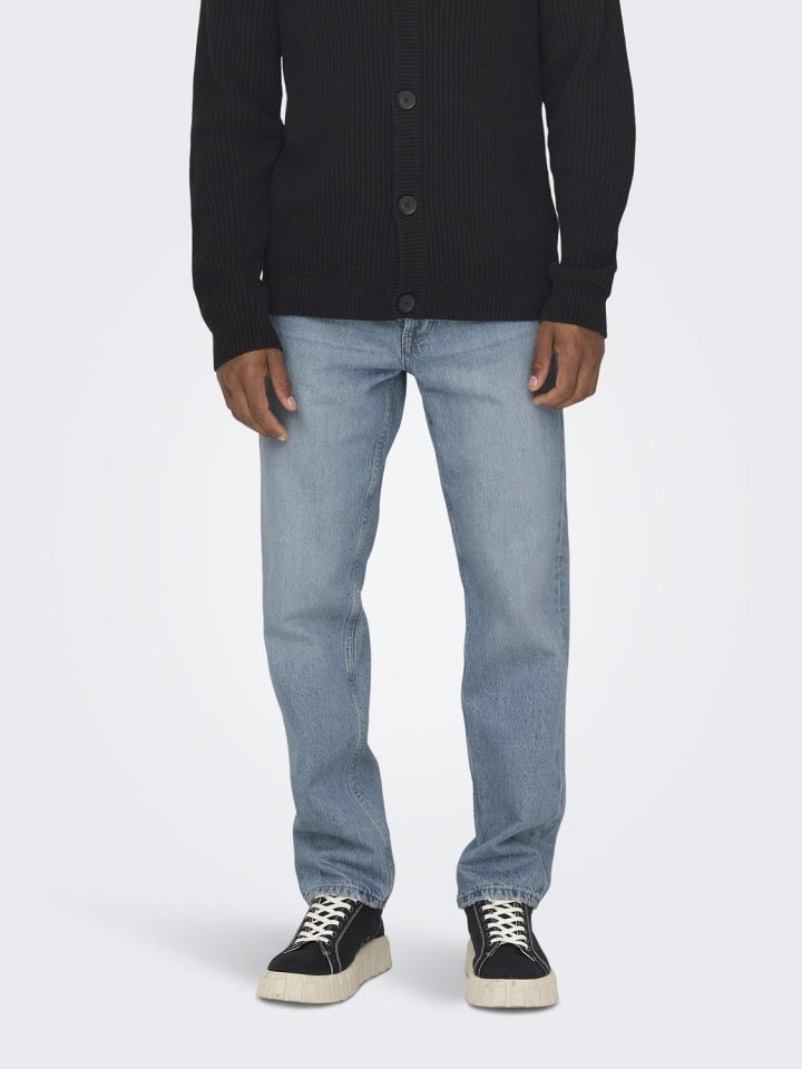 Only&Sons Jeans Regular Fit Denim Pants Straight mid Waist in Hellblau günstig kaufen
