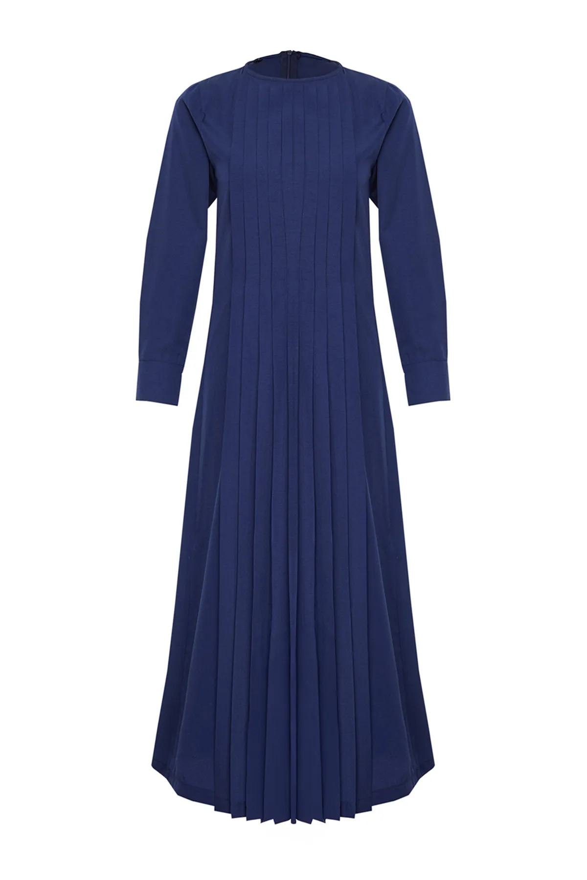 Trendyol Modest  Marineblaues, plissiertes, detailliertes, bequemes gewebtes Kleid TCTSS24EB00128