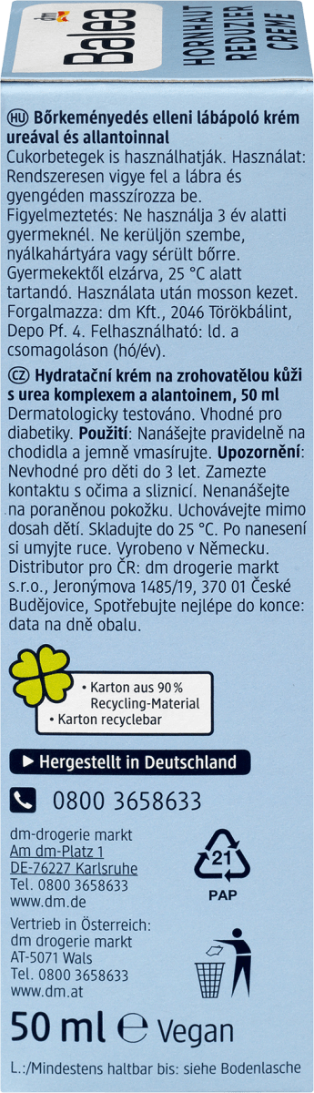Fußcreme, Hornhaut Reduzier Creme mit Urea & Allantoin, 50 ml
