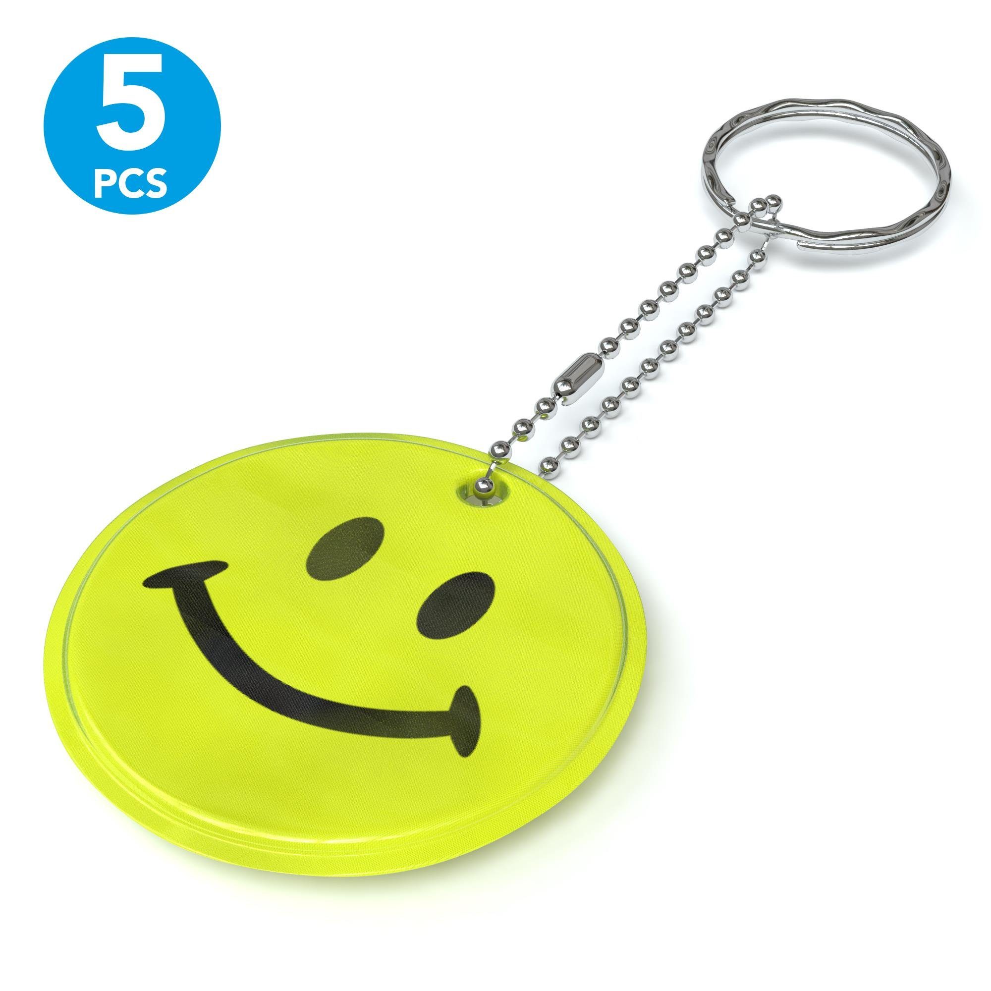 EAZY CASE Fahrradreflektor 5x Sicherheitsanhänger für Kinder Smiley