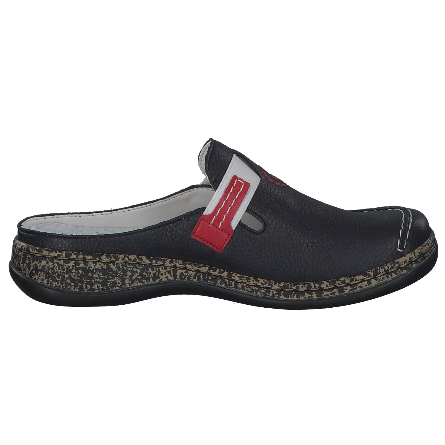 Rieker 46393, Pantoletten, Damen, navy/rosso